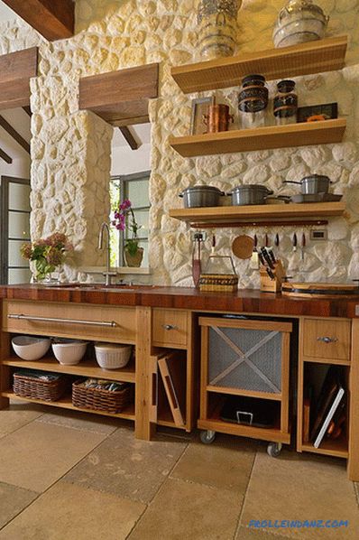 Piedra en el interior de la cocina - la idea de terminar la cocina con piedra decorativa