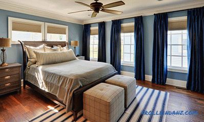 Color azul en el interior del dormitorio: 50 ejemplos y reglas de diseño.