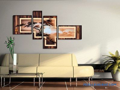 Imágenes modulares en el interior de la sala de estar, dormitorio o cocina, ideas de fotos